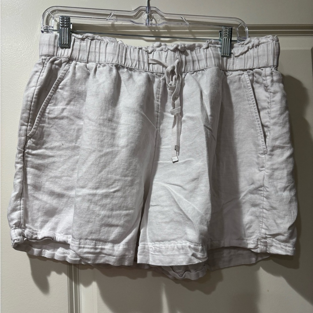 LOFT White High Waist Shorts with Elastic Waistband